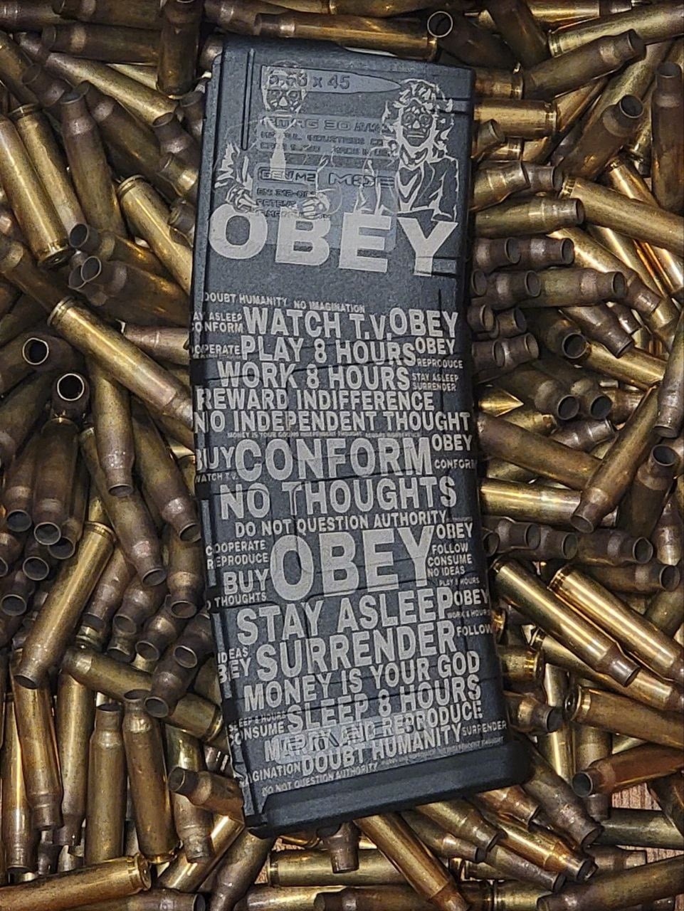Magpul PMAG 30 AR-15 Gen 3 magazine with custom OBEY laser engraving in Watertown, MN