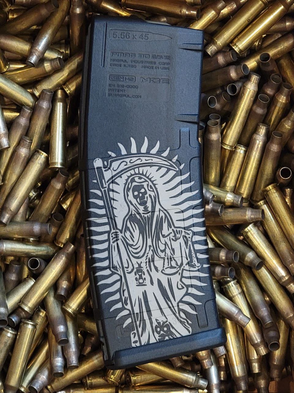 Magpul PMAG 30 AR-15 Gen 3 magazine with custom Reaper laser engraving in Watertown, MN