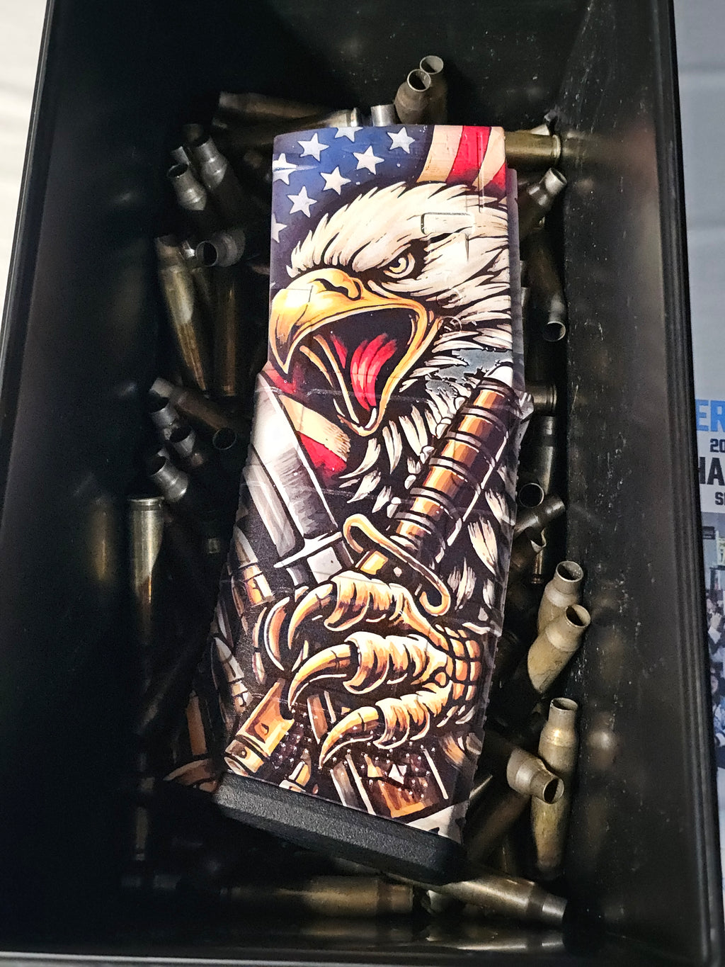 Magpul PMAG 30 AR-15 Gen 3 magazine with custom UV american flag eagle laser engraving in Watertown, MN
