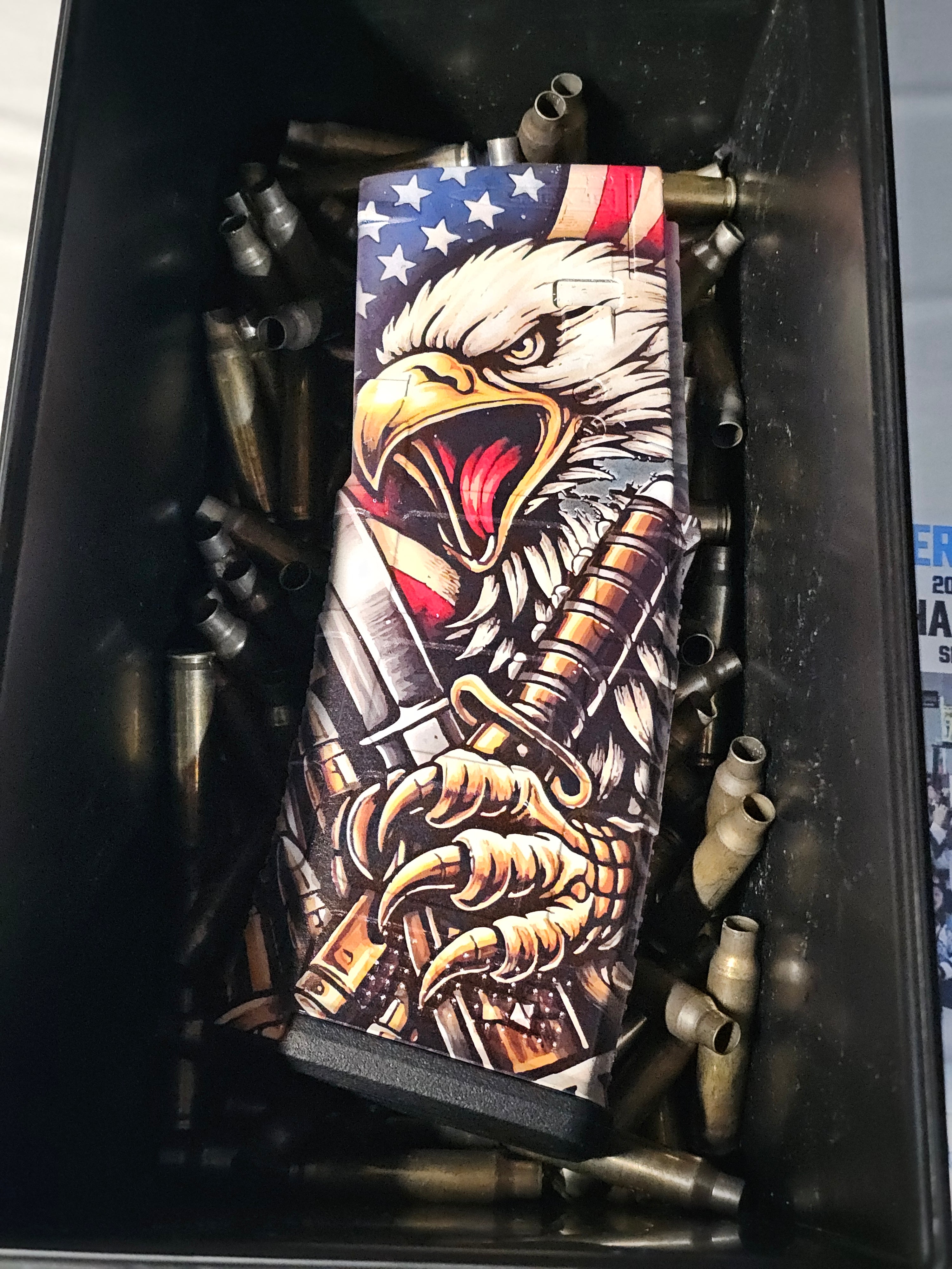 Magpul PMAG 30 AR-15 Gen 3 magazine with custom UV american flag eagle laser engraving in Watertown, MN