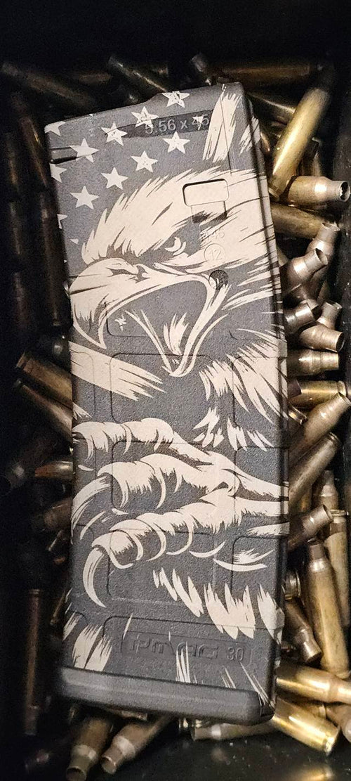 Magpul PMAG 30 AR-15 Gen 3 magazine with custom american eagle laser engraving in Watertown, MN