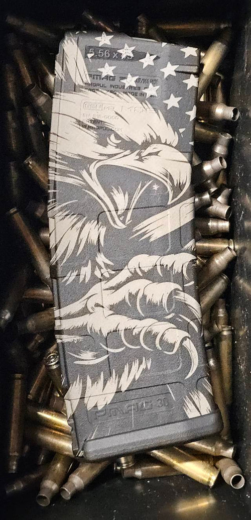 Magpul PMAG 30 AR-15 Gen 3 magazine with custom ameican eagle laser engraving in Watertown, MN